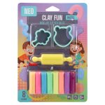 Clay fun, modeling clay with molds, pastel, 8 colors, 65g