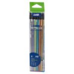Cubic, pencil with eraser, Chrome, HB, 6pcs